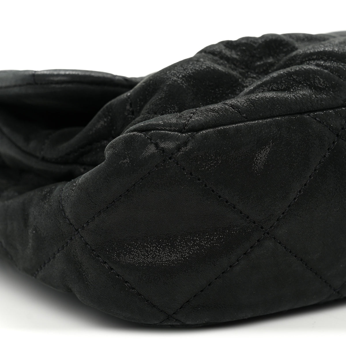 Iridescent Calfskin Quilted East West Flap Black