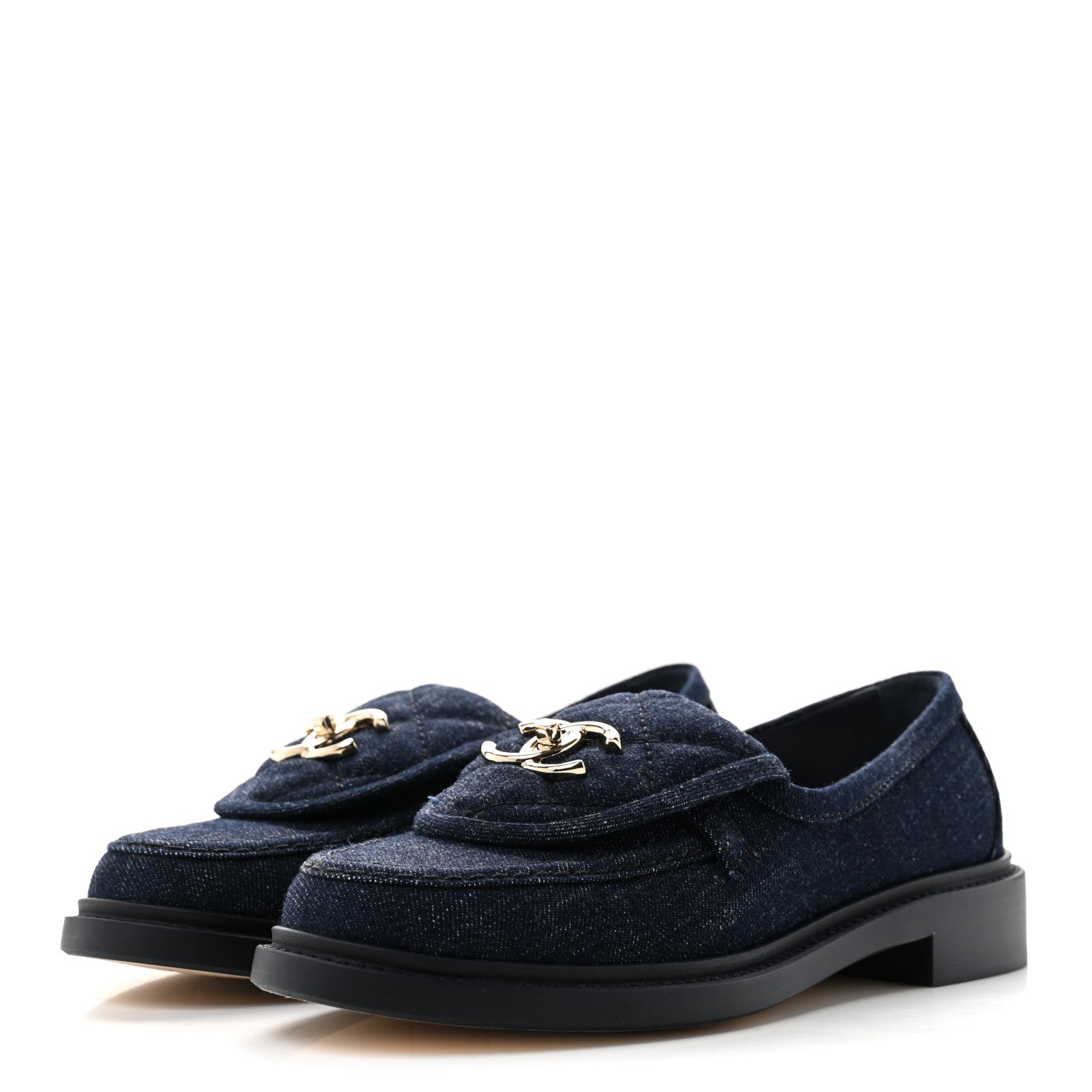 Chanel Denim CC Turnlock Loafers 36 Dark Blue 4 of 10