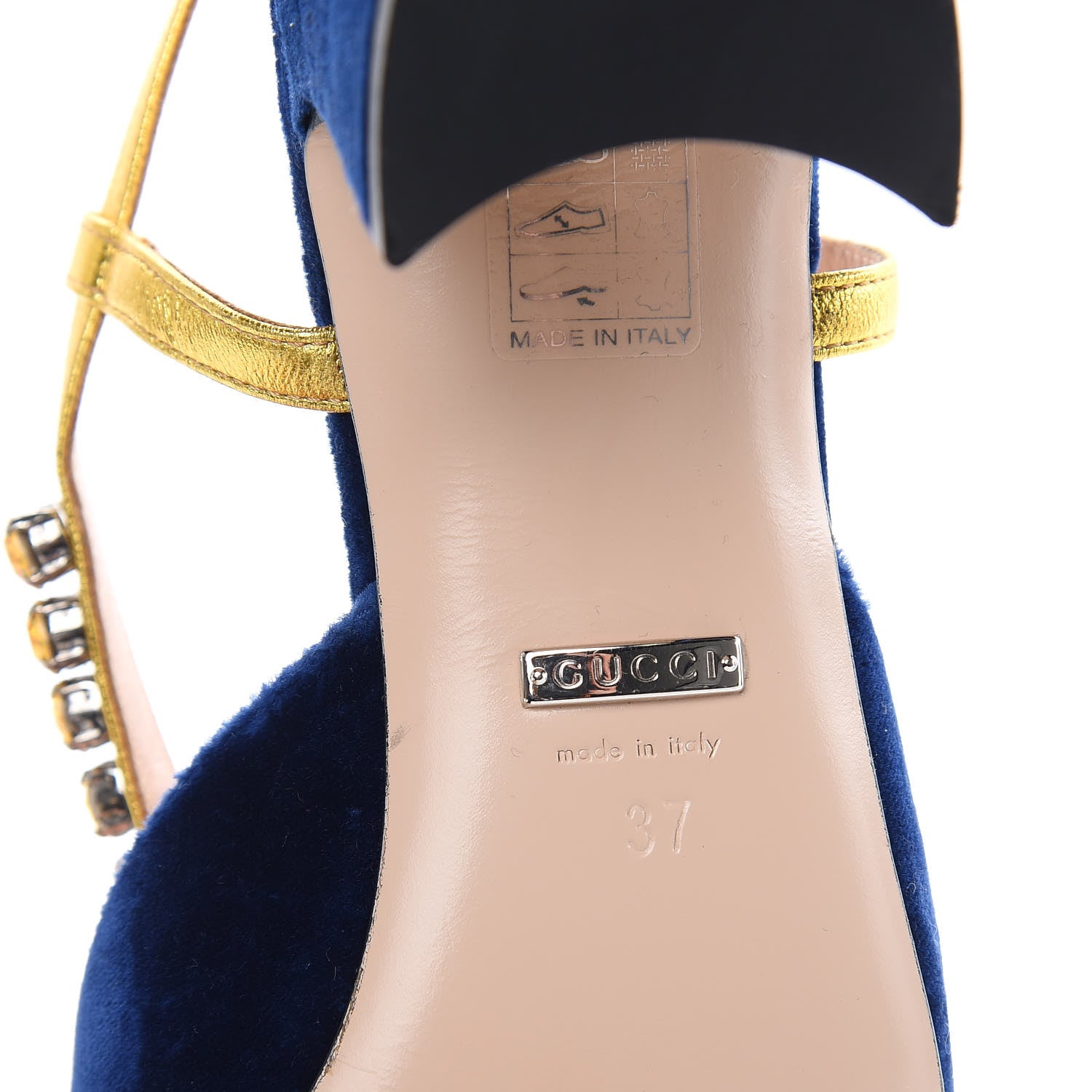 Gucci Velvet Crystal Bat Pumps 37 Blue 7 of 8