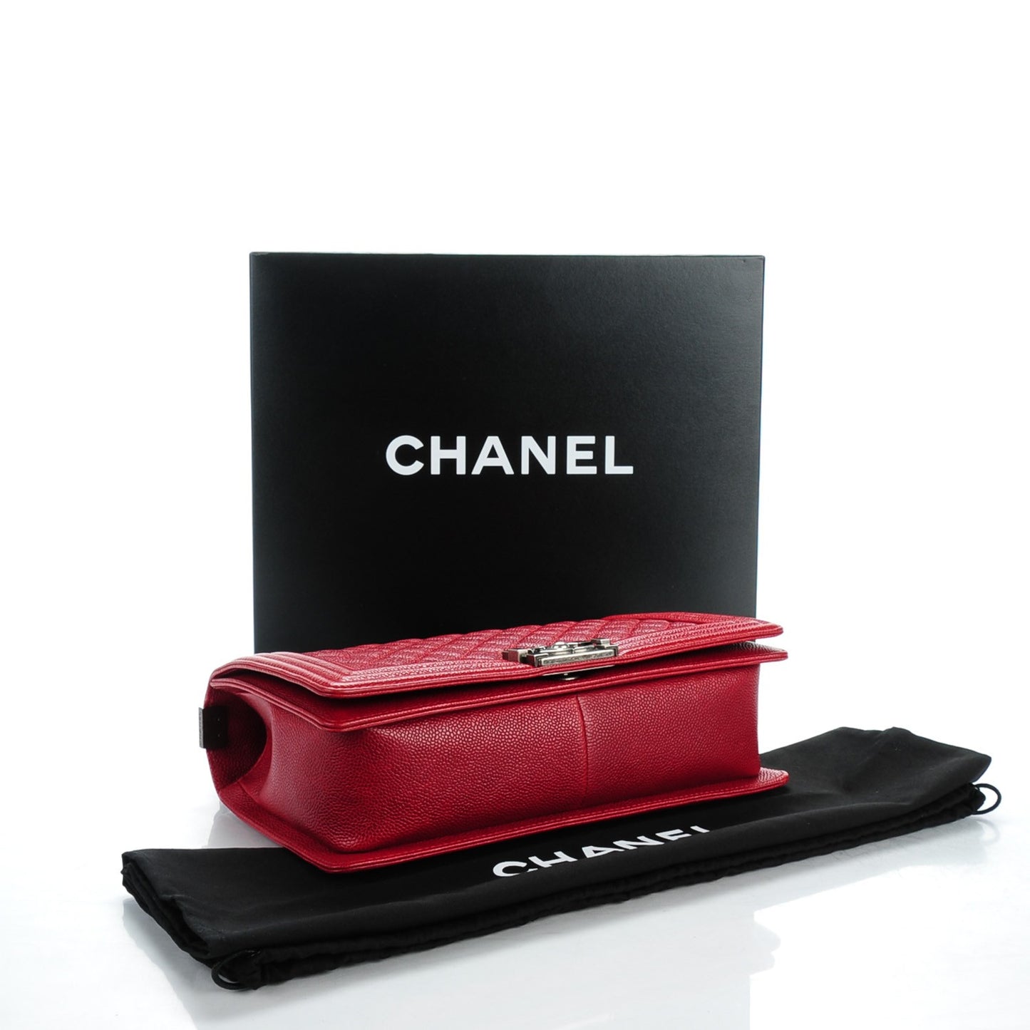 Caviar Quilted New Medium Boy Flap Dark Red