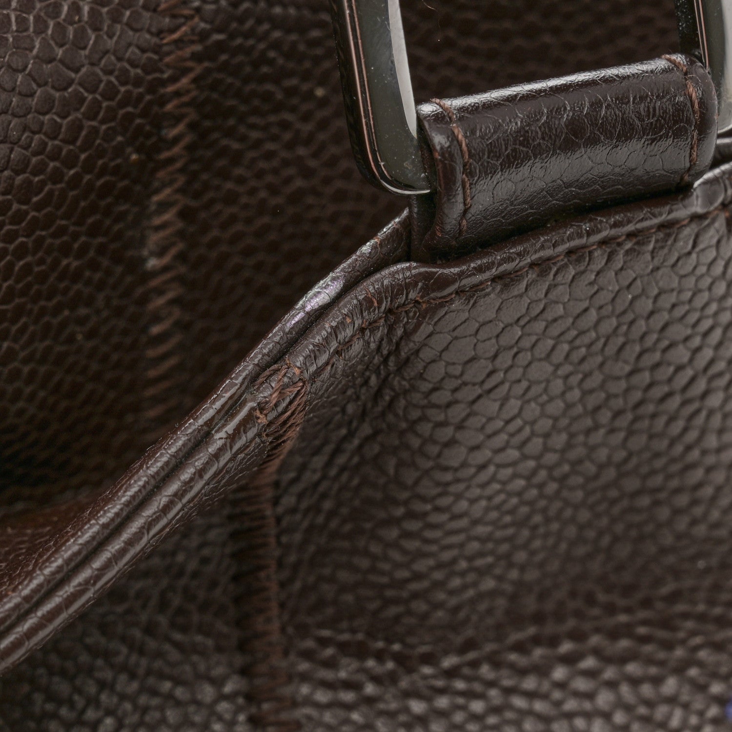 Chanel Caviar Square Stitched Large Satchel Dark Brown 13 of 16