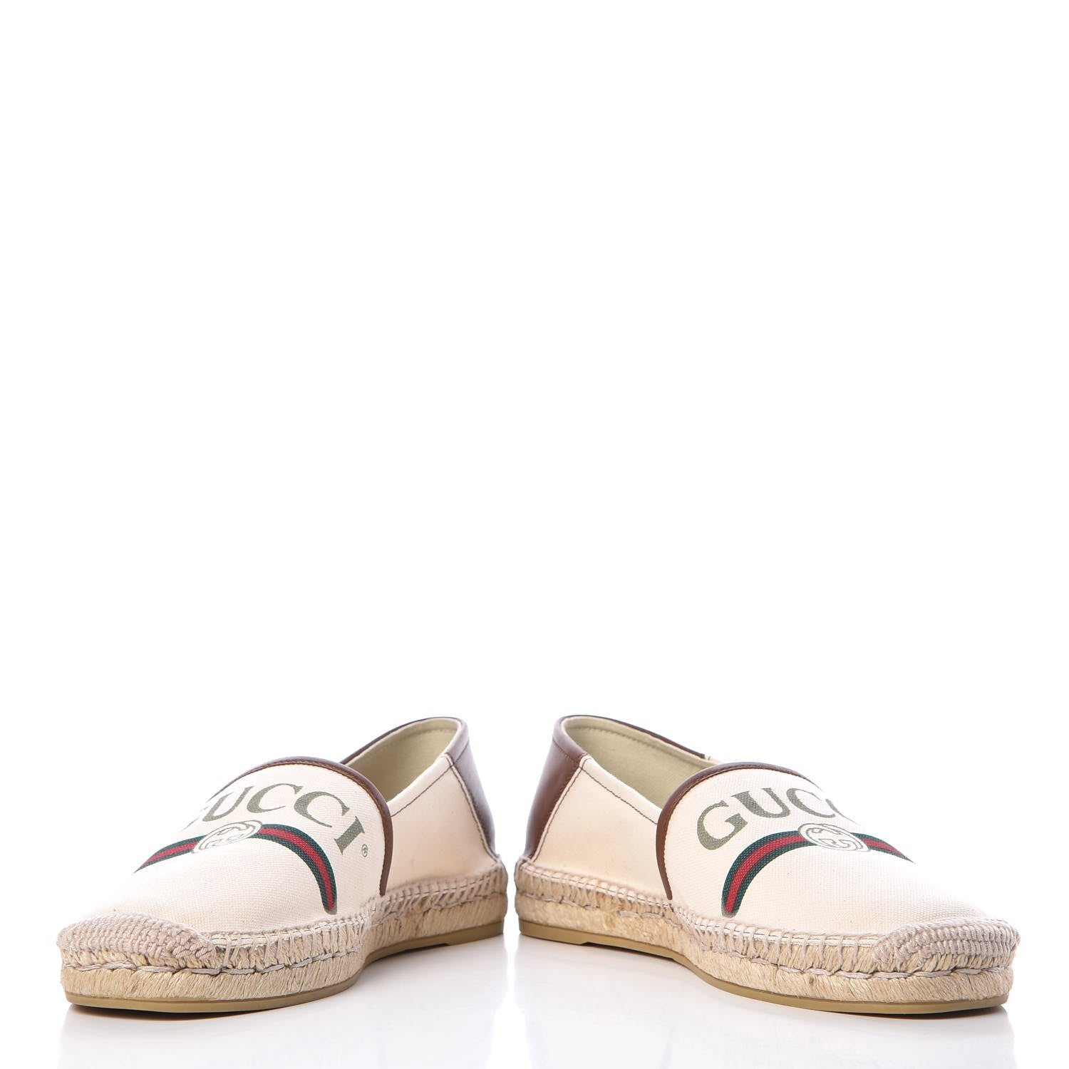 Gucci Canvas Miro Soft Calfskin Logo Mens Espadrilles 6 Greggio Cuir 5 of 15