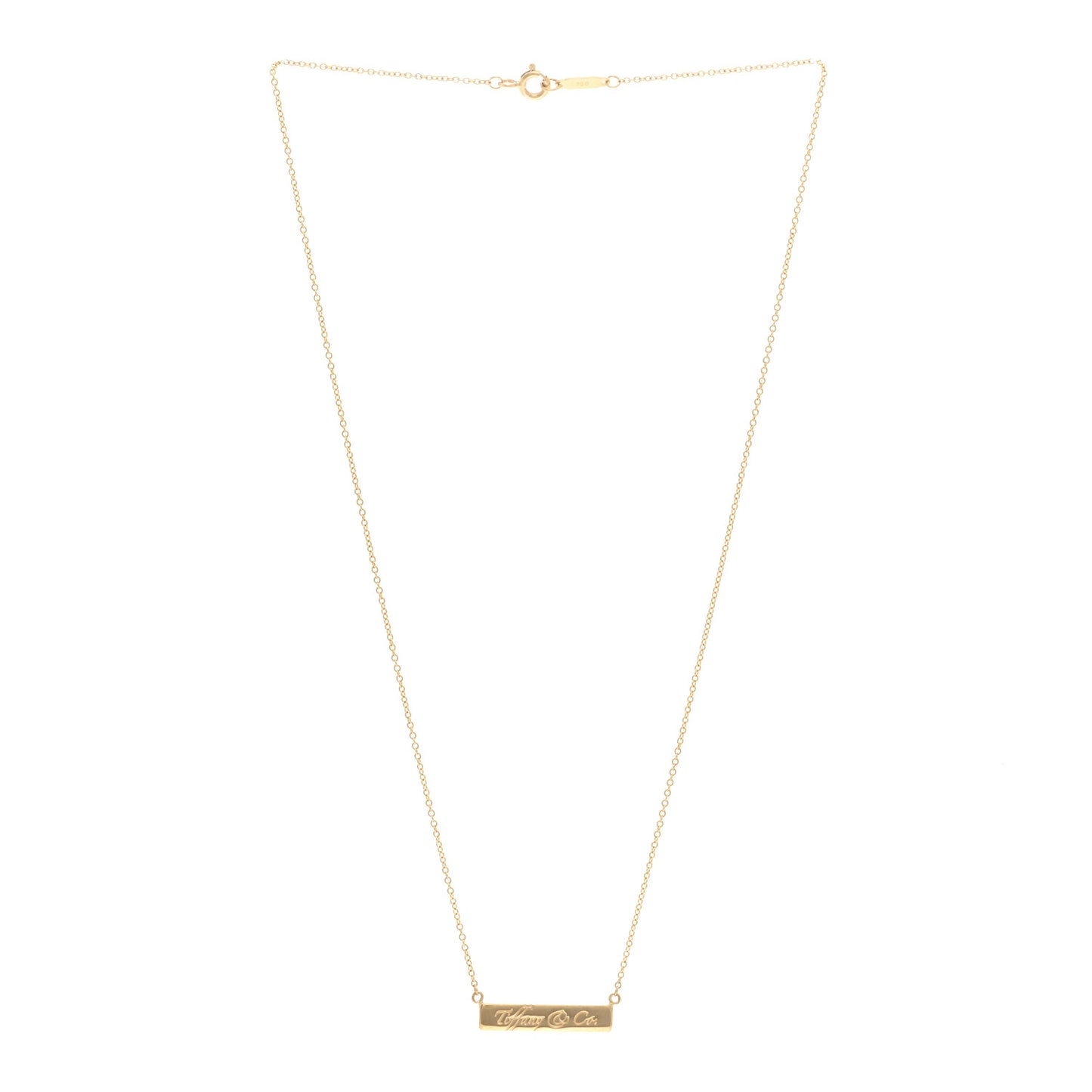 18K Yellow Gold Notes Bar Pendant Necklace