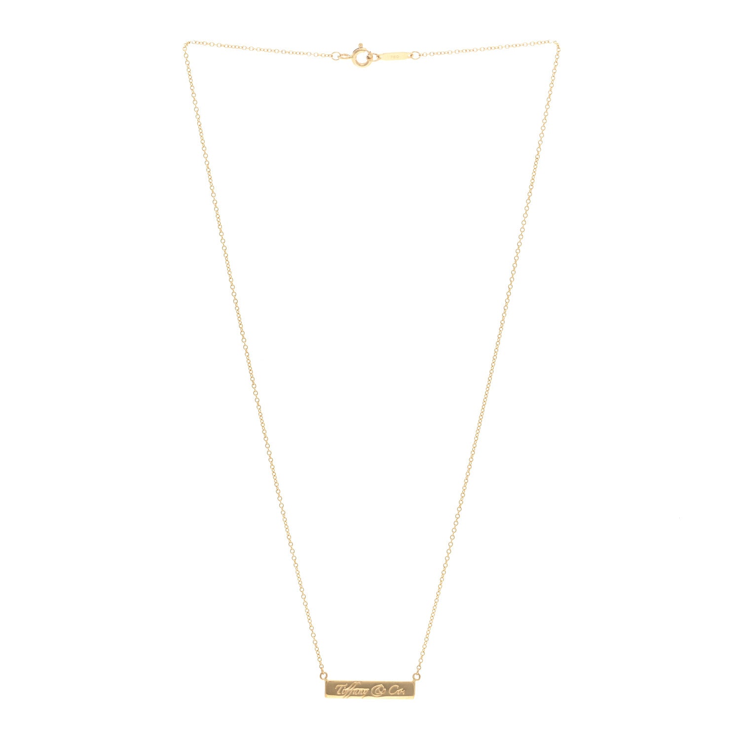 Tiffany 18K Yellow Gold Notes Bar Pendant Necklace 3 of 4