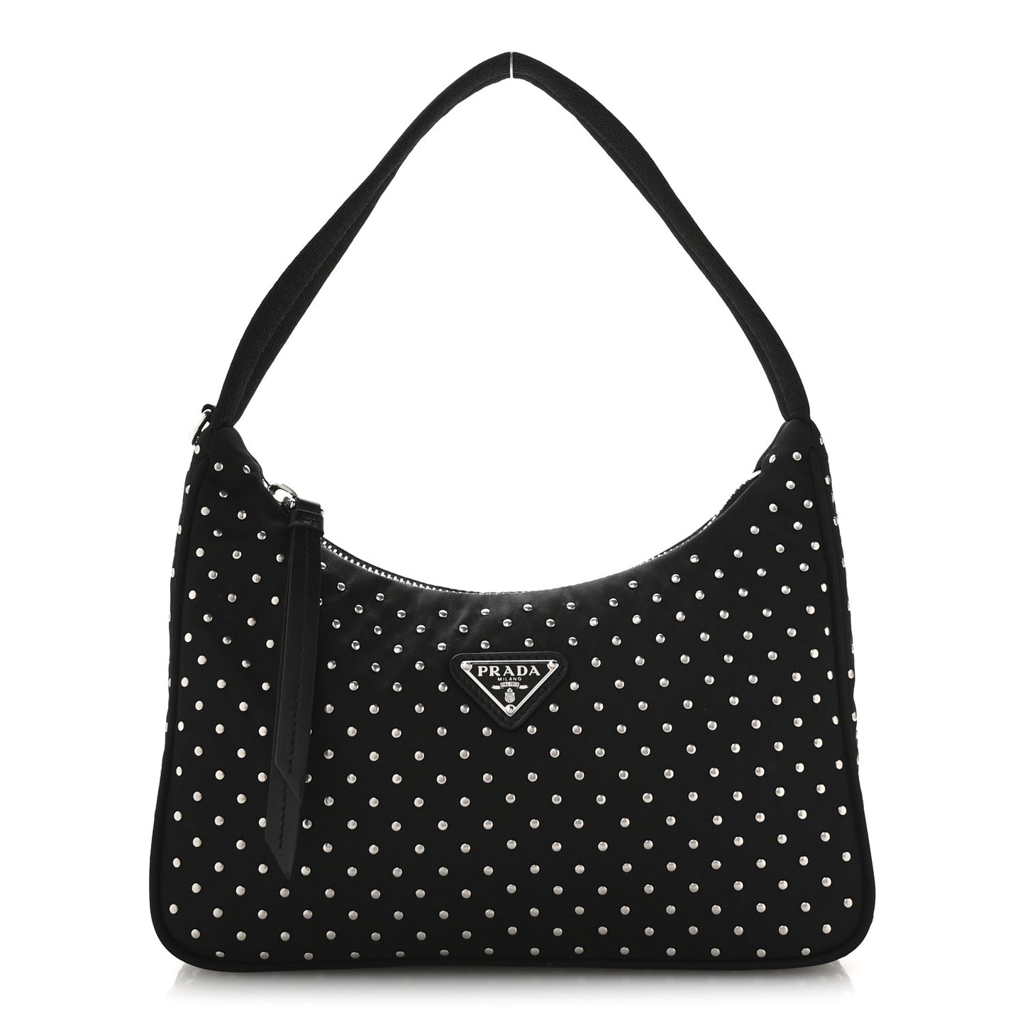 Tessuto Nylon Studded Mini Re-Edition Bag Black