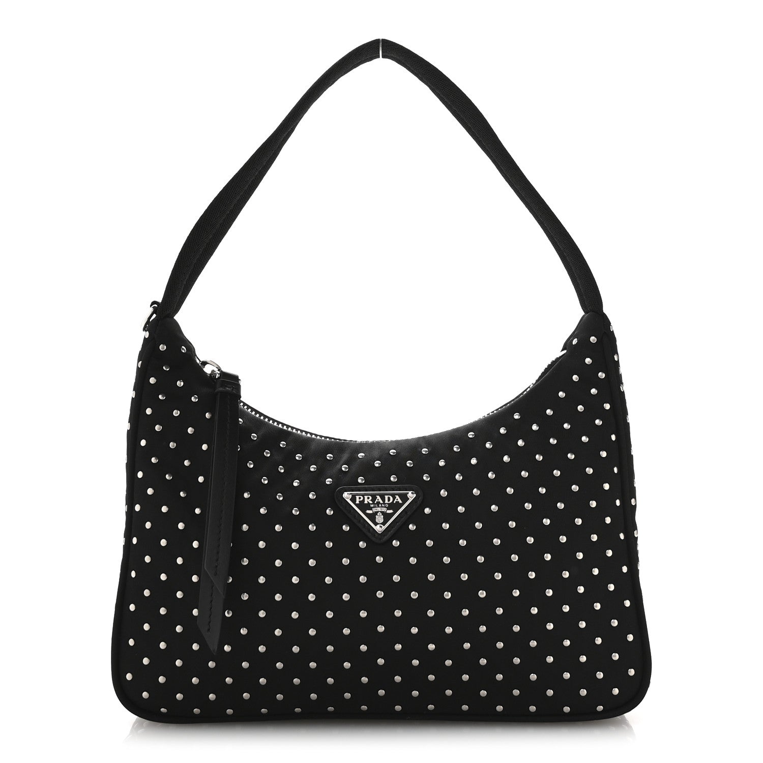 Prada Tessuto Nylon Studded Mini Re-Edition Bag Black 1 of 11