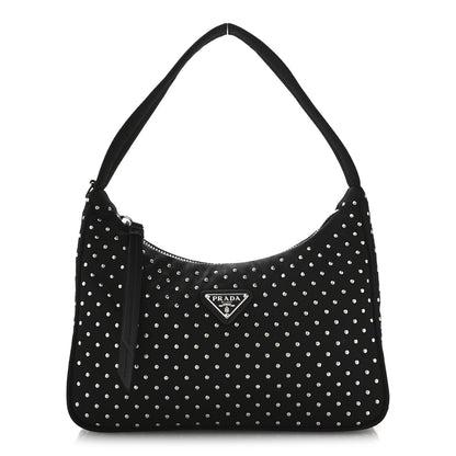 Prada Tessuto Nylon Studded Mini Re-Edition Bag Black 1 of 11
