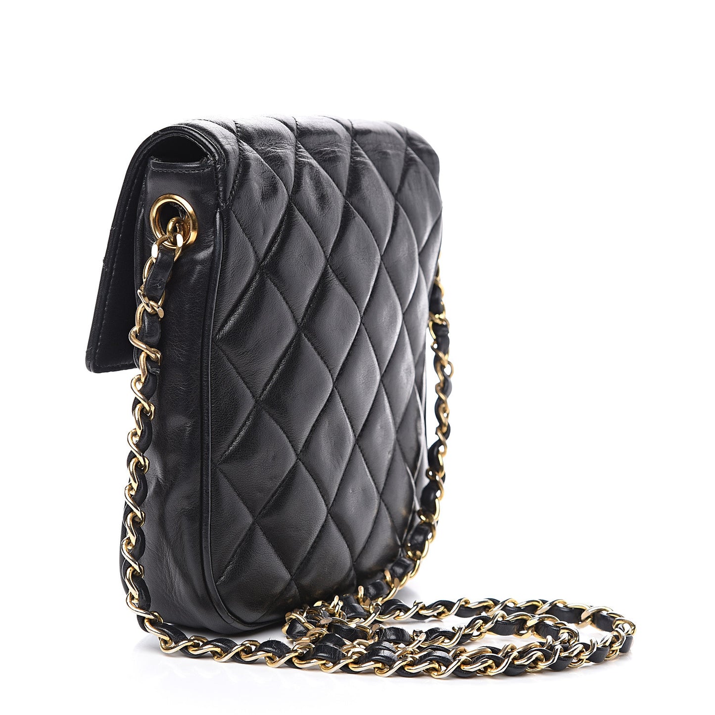 Lambskin Quilted Extra Mini Flap Black