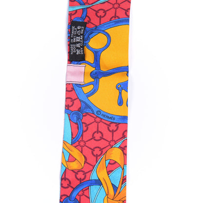 Hermes Silk La Promenade Du Matin Twilly Bleu Fuchsia Rouge 4 of 4