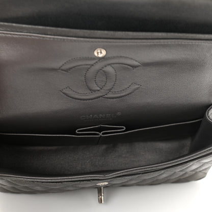 Chanel Metallic Lambskin Quilted Medium Double Flap Pewter 4 of 9