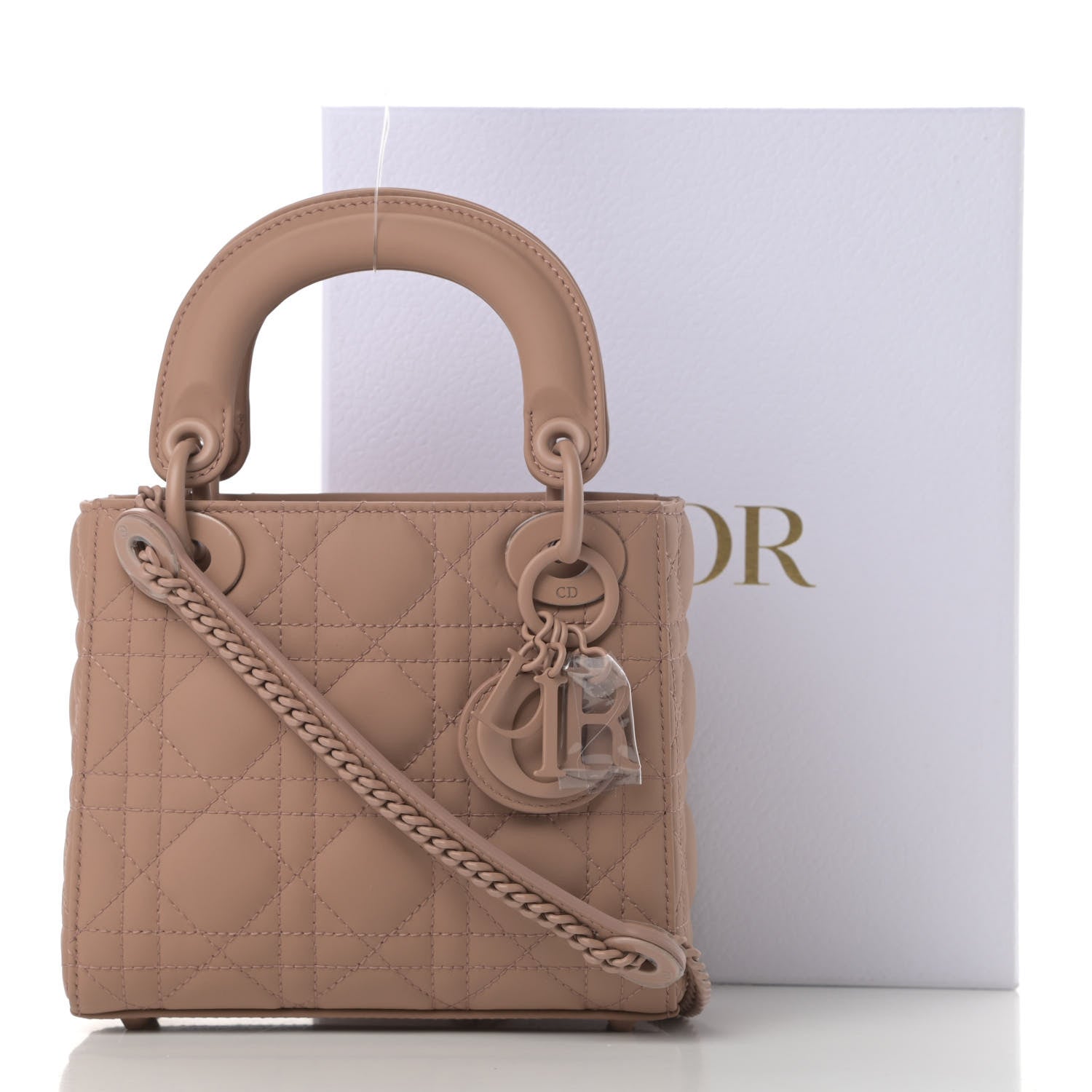 Christian Dior Ultra Matte Calfskin Cannage Mini Lady Dior Light Beige 11 of 11
