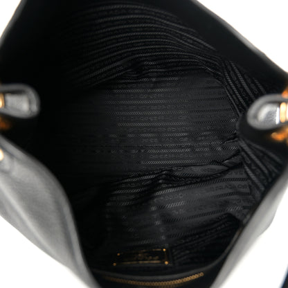 Prada Vitello Phenix Embossed Logo Hobo Black 5 of 10