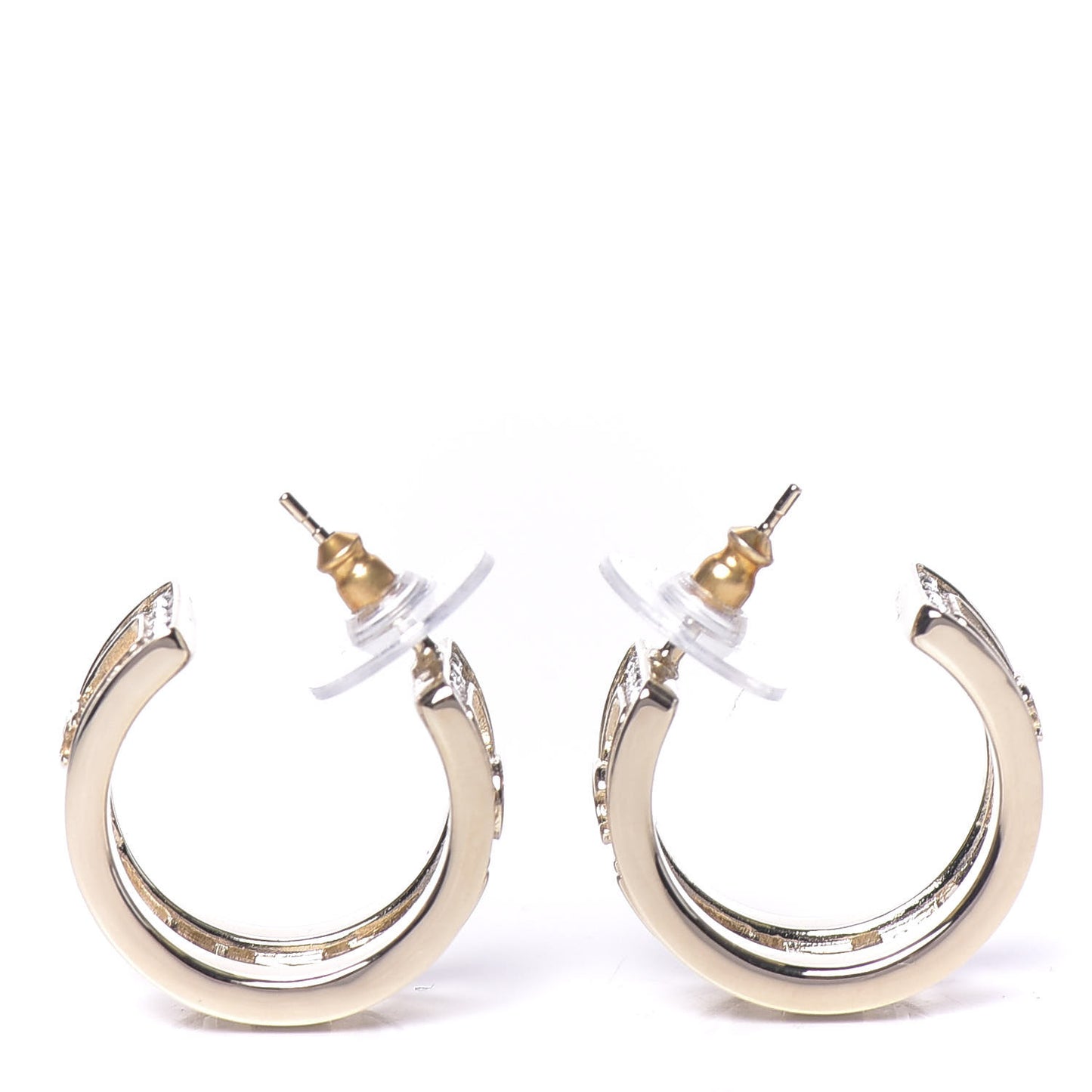 Metal Crystal Bow-tiful CC Hoop Earrings Gold