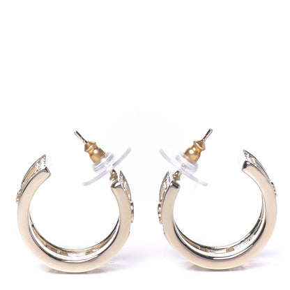 Chanel Metal Crystal Bow-tiful CC Hoop Earrings Gold 3 of 6