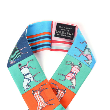 Hermes Silk Couvertures Nouvelles Twilly Blanc Vert Orange 3 of 4