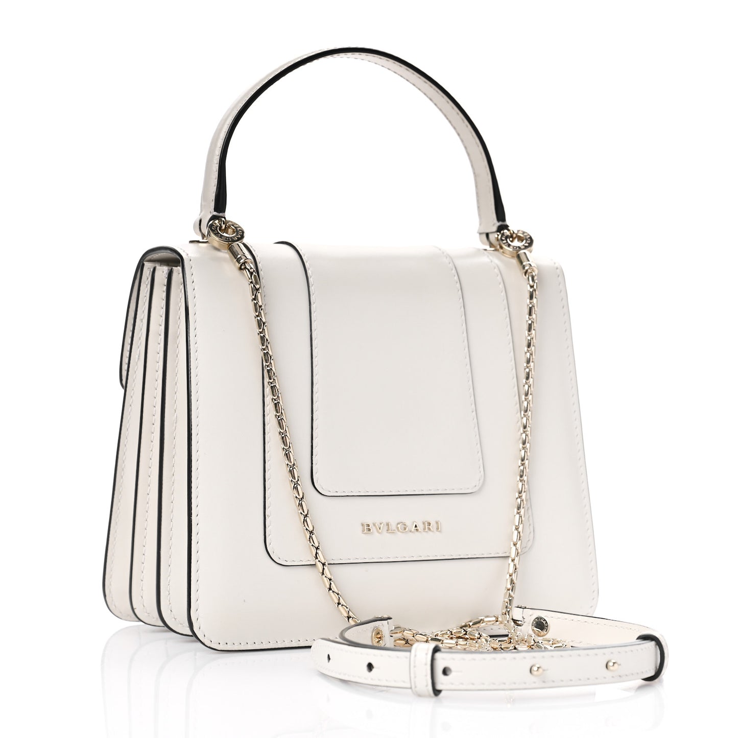 Calfskin Serpenti Forever Top Handle White