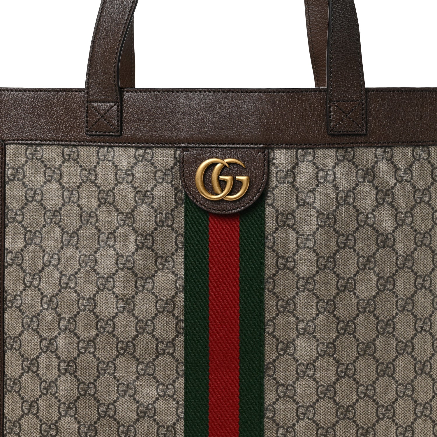 Gucci GG Supreme Monogram Web Large Ophidia Vertical Shopping Tote Brown 9 of 11