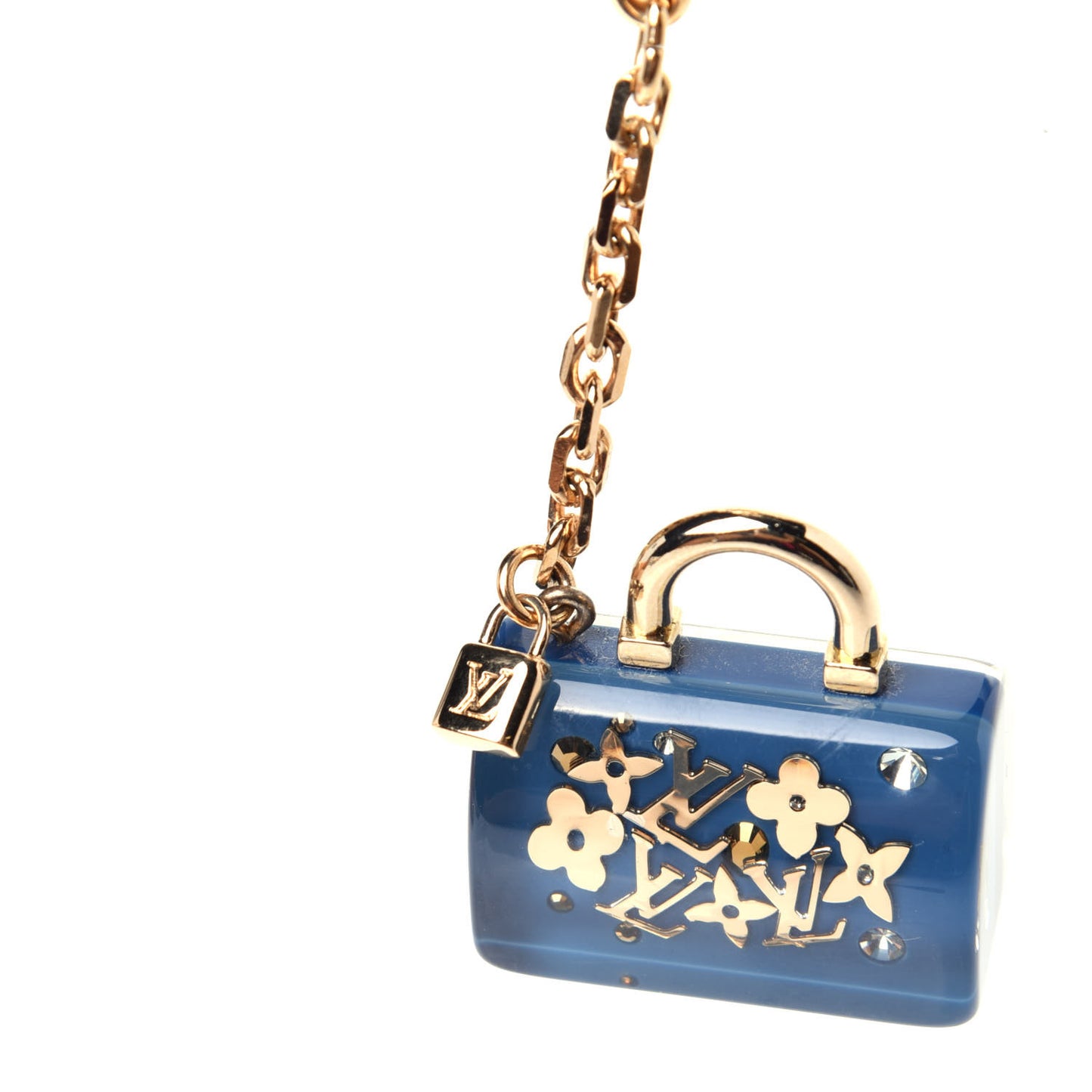 Resin Inclusion Speedy Bag Charm Key Chain Blue
