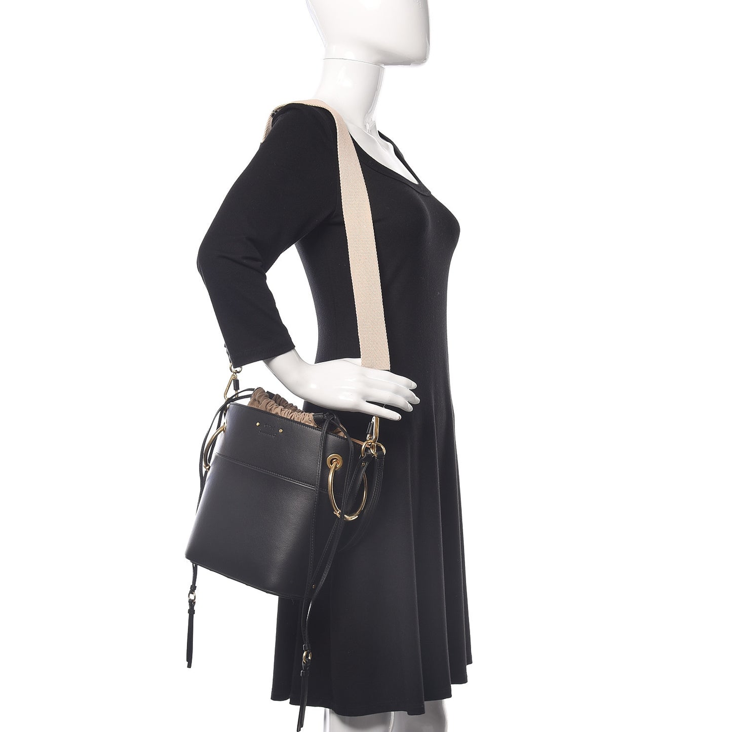 Smooth Calfskin Small Roy Bucket Bag Black