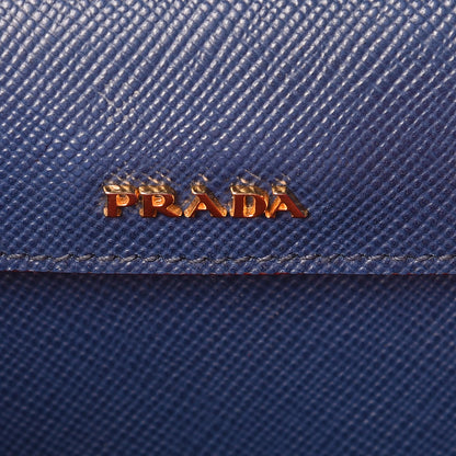 Prada Saffiano Cuir Large Double Bag Bleuette 6 of 13