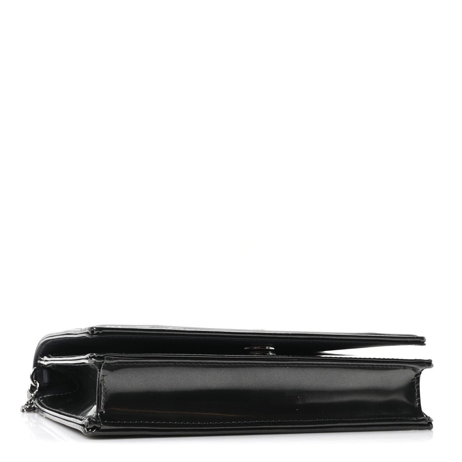 Christian Dior Metallic Patent Micro-Cannage Diorama Wallet on Chain Pouch Onyx Black 4 of 10