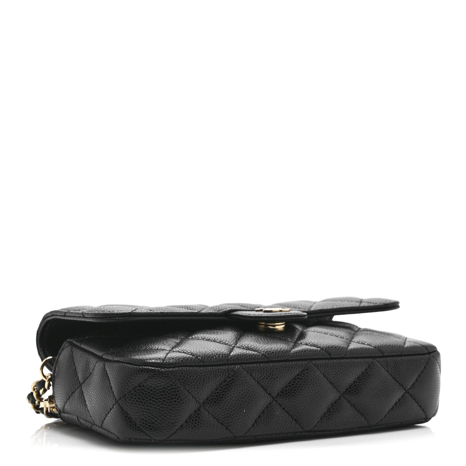 Chanel Caviar Quilted Flap Phone Holder With Chain Black Black 4 of 12