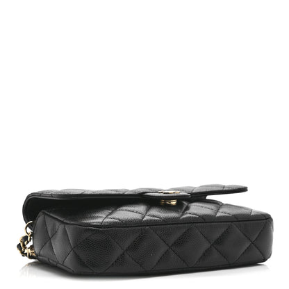 Chanel Caviar Quilted Flap Phone Holder With Chain Black Black 4 of 12