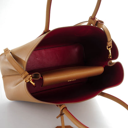 Prada Saffiano Cuir Medium Double Bag Caramel Fuoco 5 of 6