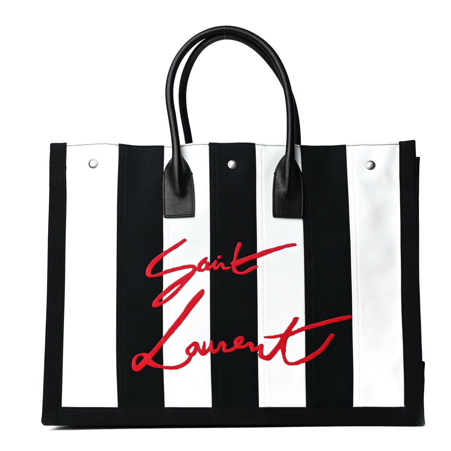 Canvas Noe Striped Tote Black White