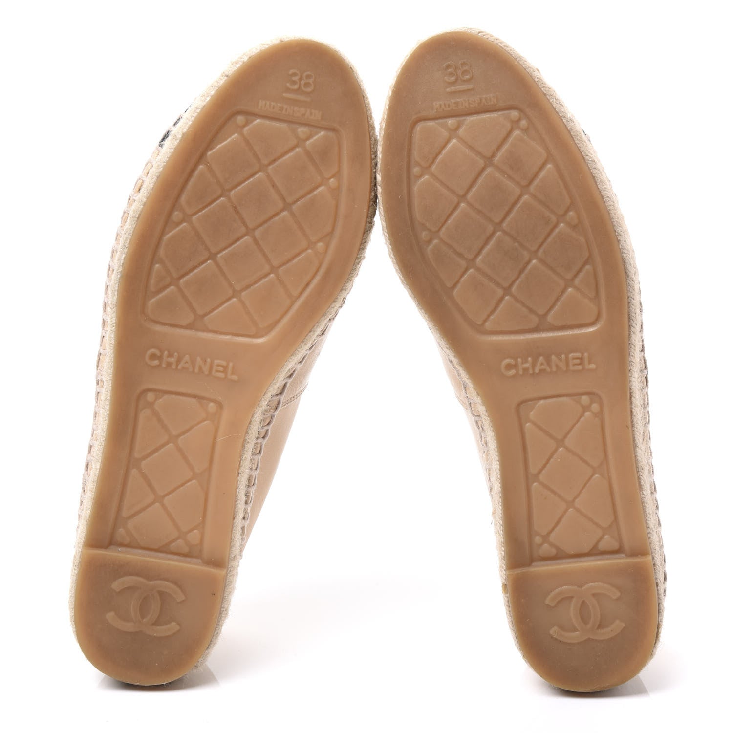 Chanel Lambskin CC Espadrilles 38 Beige Black 5 of 9
