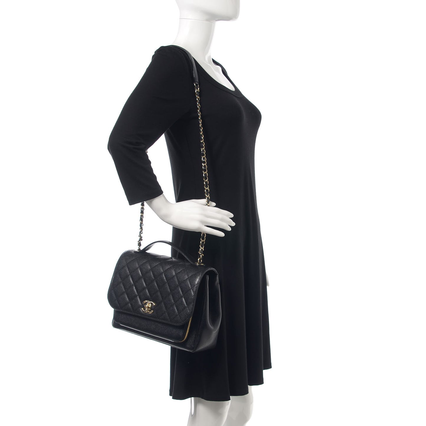 Caviar Quilted Large Business Affinity Flap Black