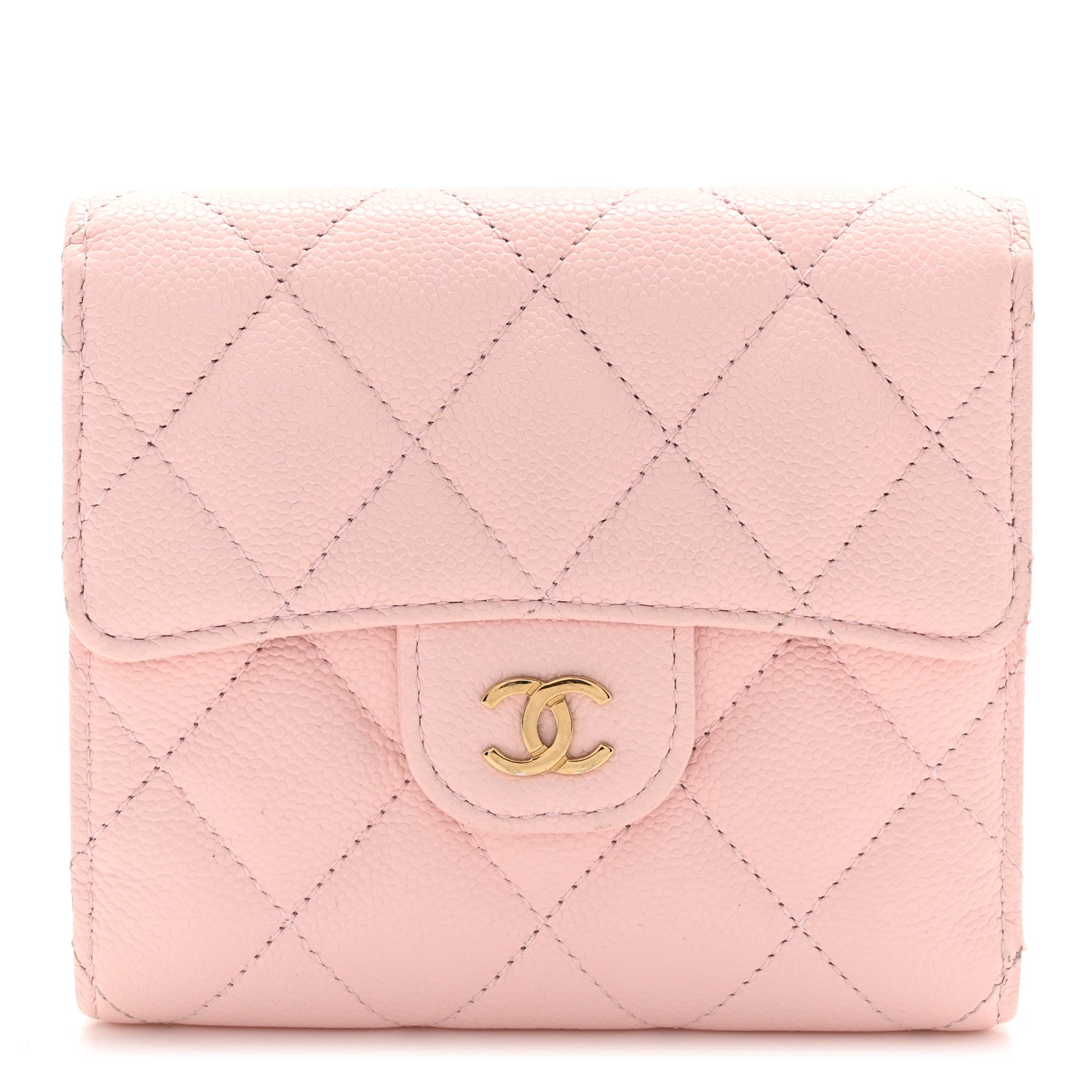 Chanel Caviar Quilted Compact Flap Wallet Light Pink 1 of 9