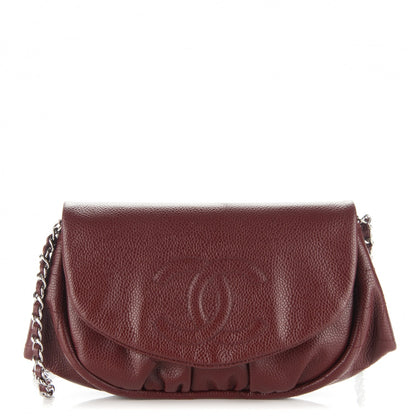 Chanel Caviar Half Moon Wallet On Chain WOC Dark Red 1 of 8