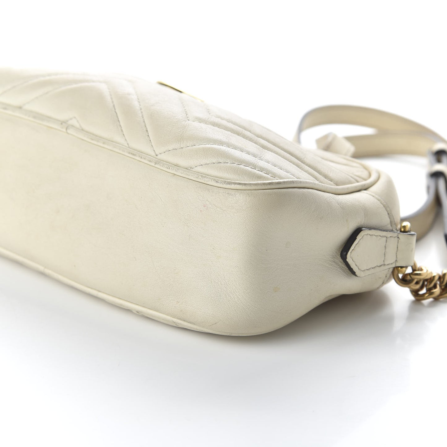 Calfskin Matelasse Small GG Marmont Chain Shoulder Bag White