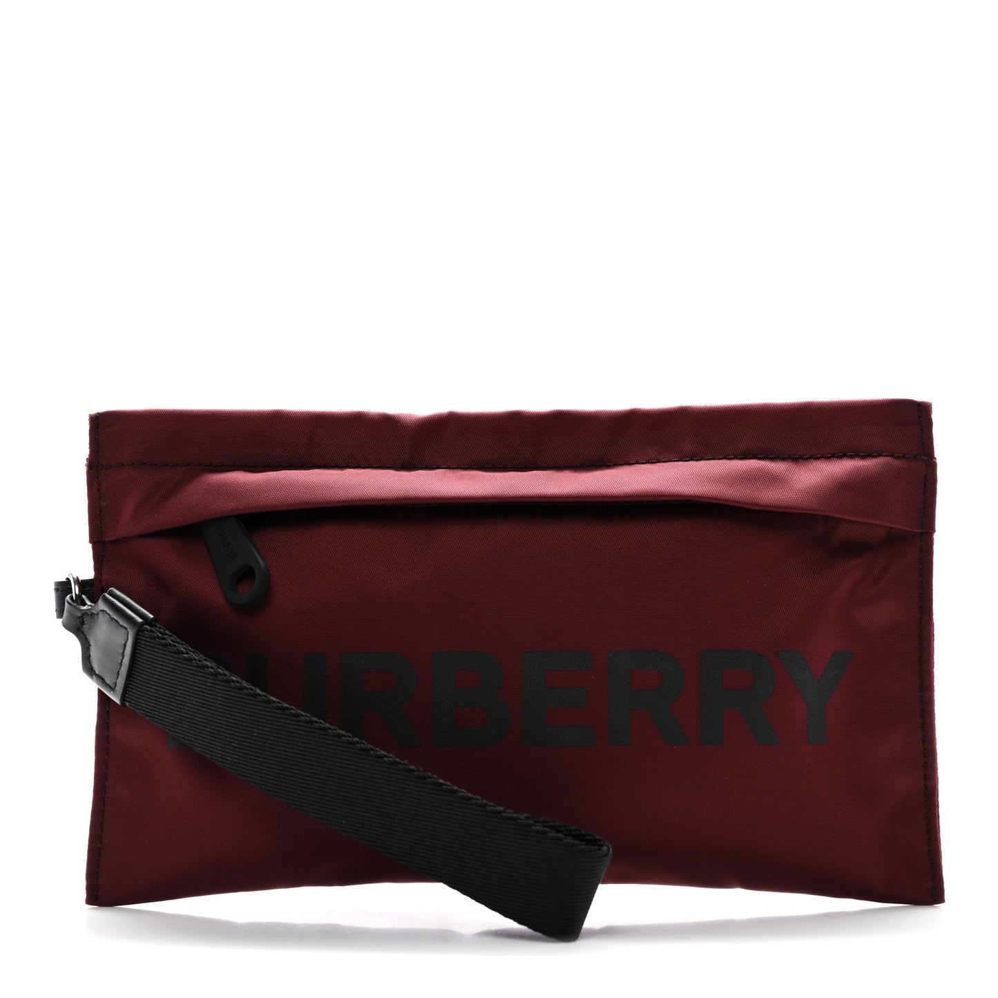 Nylon Vintage Check Print Logo Wristlet Burgundy