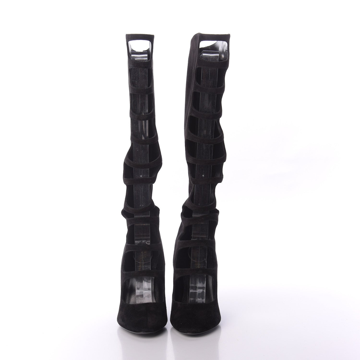 Saint Laurent Suede Cut Out Joplin Over The Knee Boots 39.5 Black 2 of 9