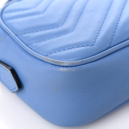 Gucci Calfskin Matelasse Mini GG Marmont Chain Shoulder Bag Clear Sky Blue 9 of 18