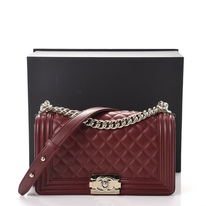 Chanel Lambskin Quilted Medium Boy Flap Burgundy 8 of 8