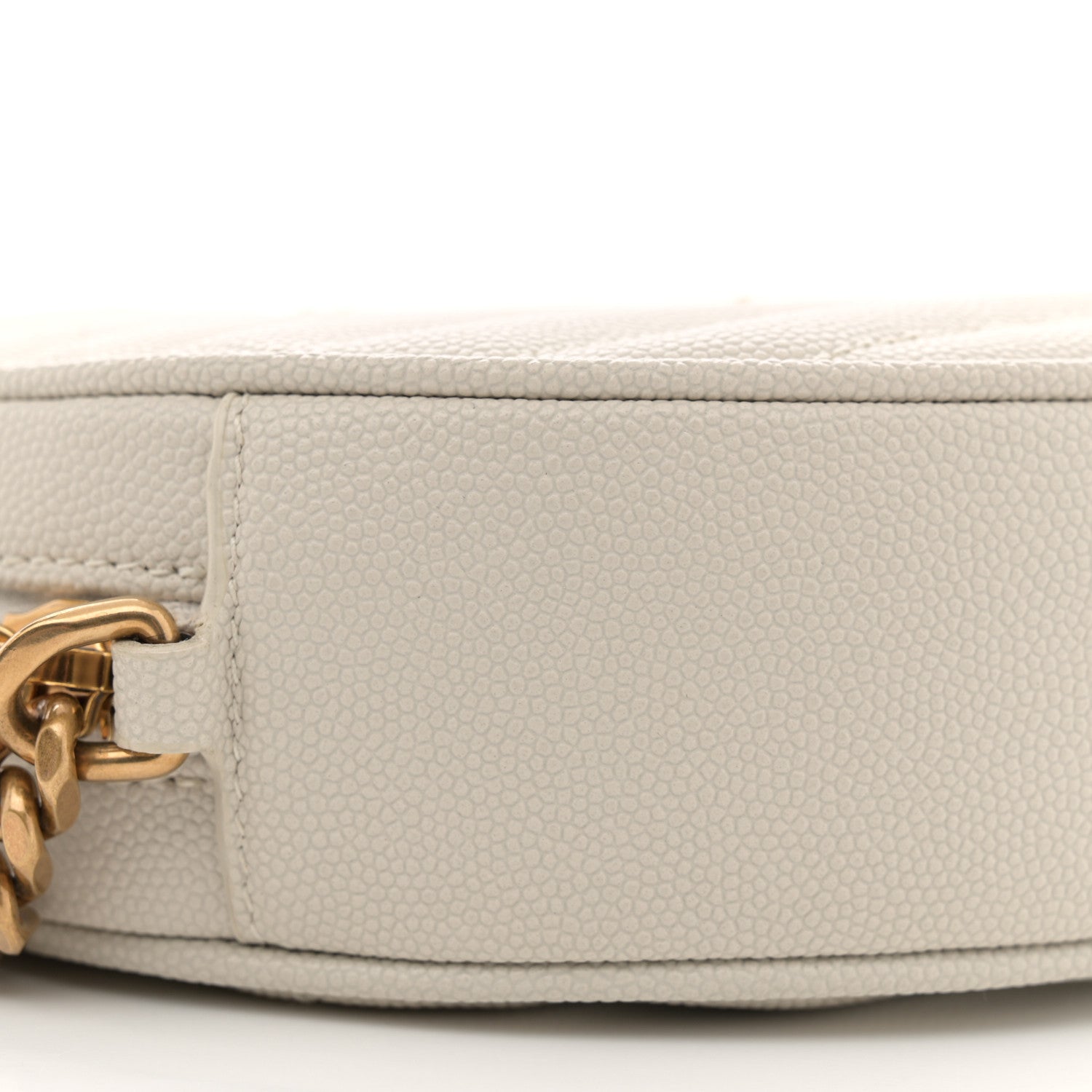 Saint Laurent Grain De Poudre Matelasse Chevron Quilted Round Vinyle Camera Bag Crema Soft 9 of 10