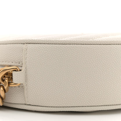 Saint Laurent Grain De Poudre Matelasse Chevron Quilted Round Vinyle Camera Bag Crema Soft 9 of 10