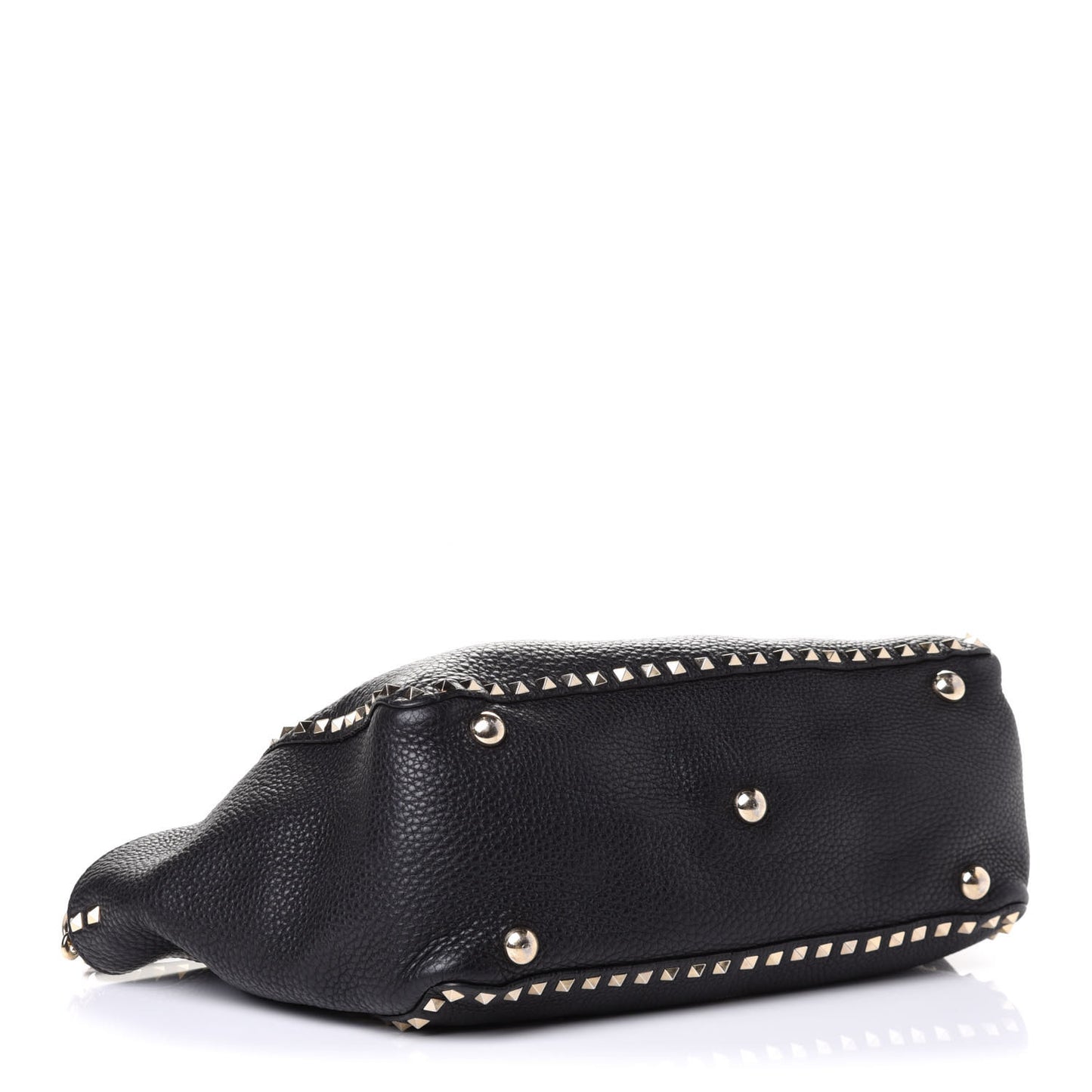 Pebbled Calfskin Medium Rockstud Tote Black