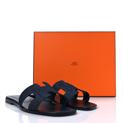 Hermes Denim Canvas Oran Sandals 40 Bleu Brut 9 of 9