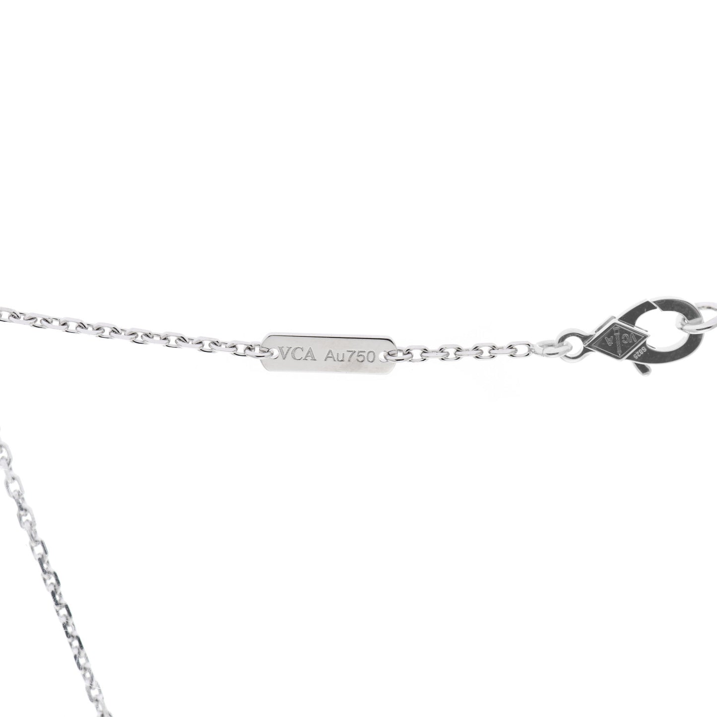 18K White Gold Diamond Vintage Alhambra Pendant Necklace