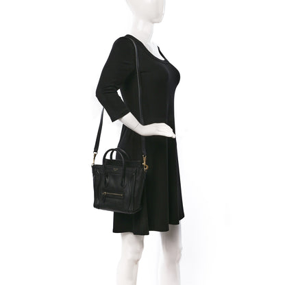 Celine Pebbled Calfskin Nano Luggage Black 2 of 10