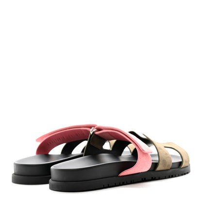 Hermes Suede Goatskin Womens Chypre Sandals 41 Toundra Rose Du Desert 4 of 9