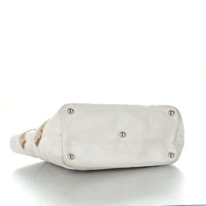 Chanel Calfskin Quilted Python Large Cambon Tote White 4 of 20