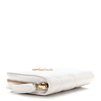 Chanel Caviar Quilted Perforated CC Zip Coin Purse White 4 of 8