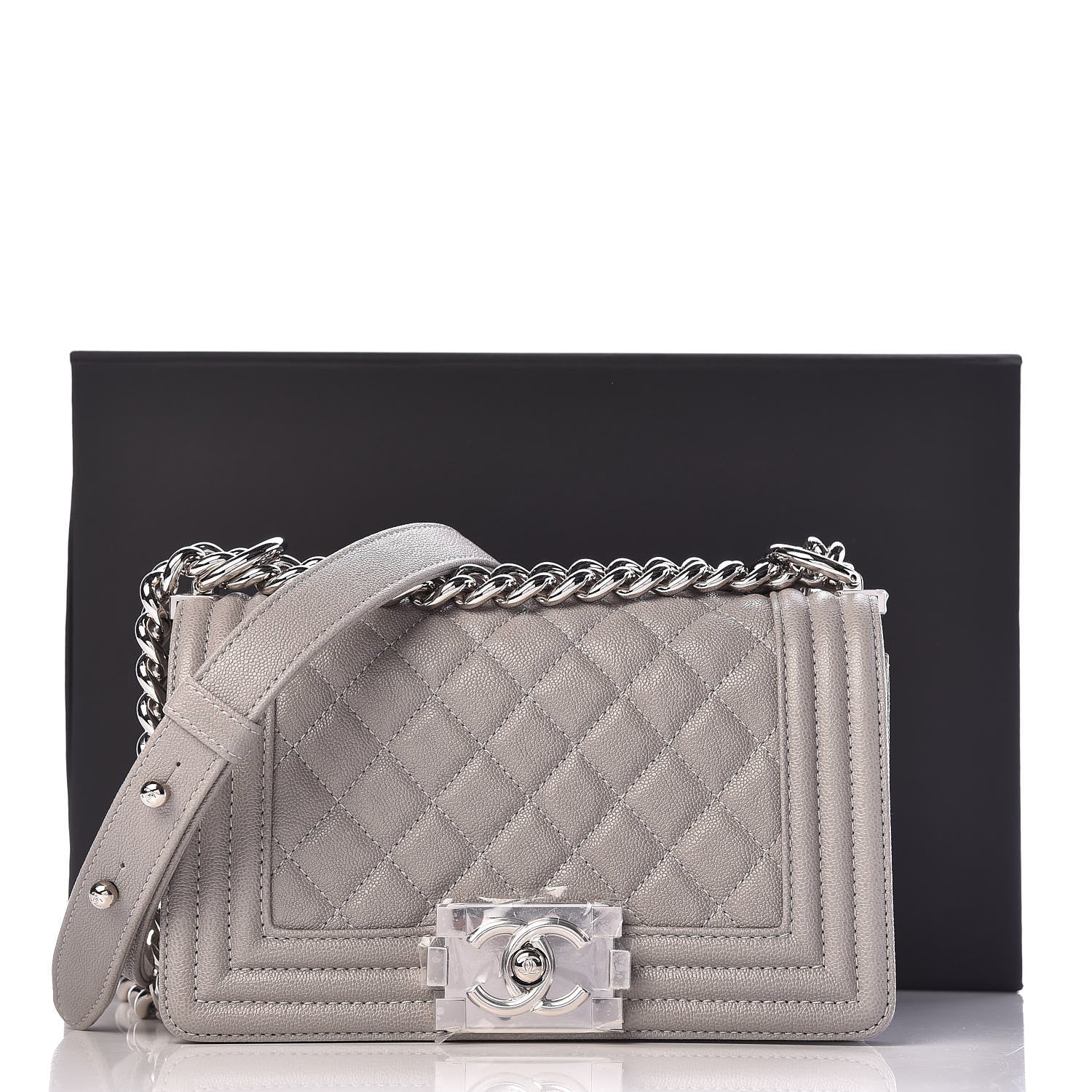 Chanel Caviar Quilted Small Boy Flap Grey 11 of 11