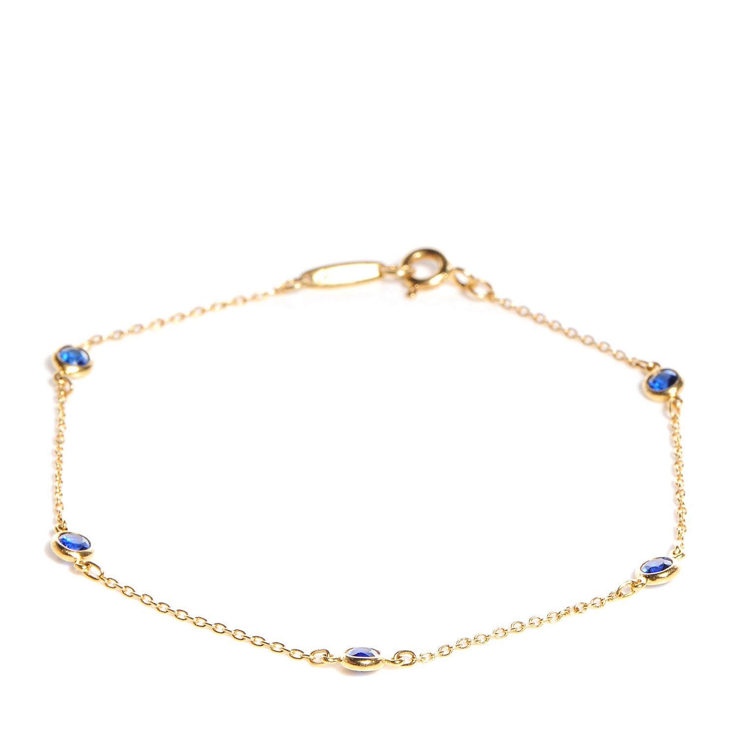 Tiffany 18K Yellow Gold Blue Sapphire Color By The Yard Elsa Peretti Bracelet 1 of 6