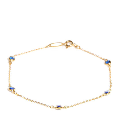 Tiffany 18K Yellow Gold Blue Sapphire Color By The Yard Elsa Peretti Bracelet 1 of 6